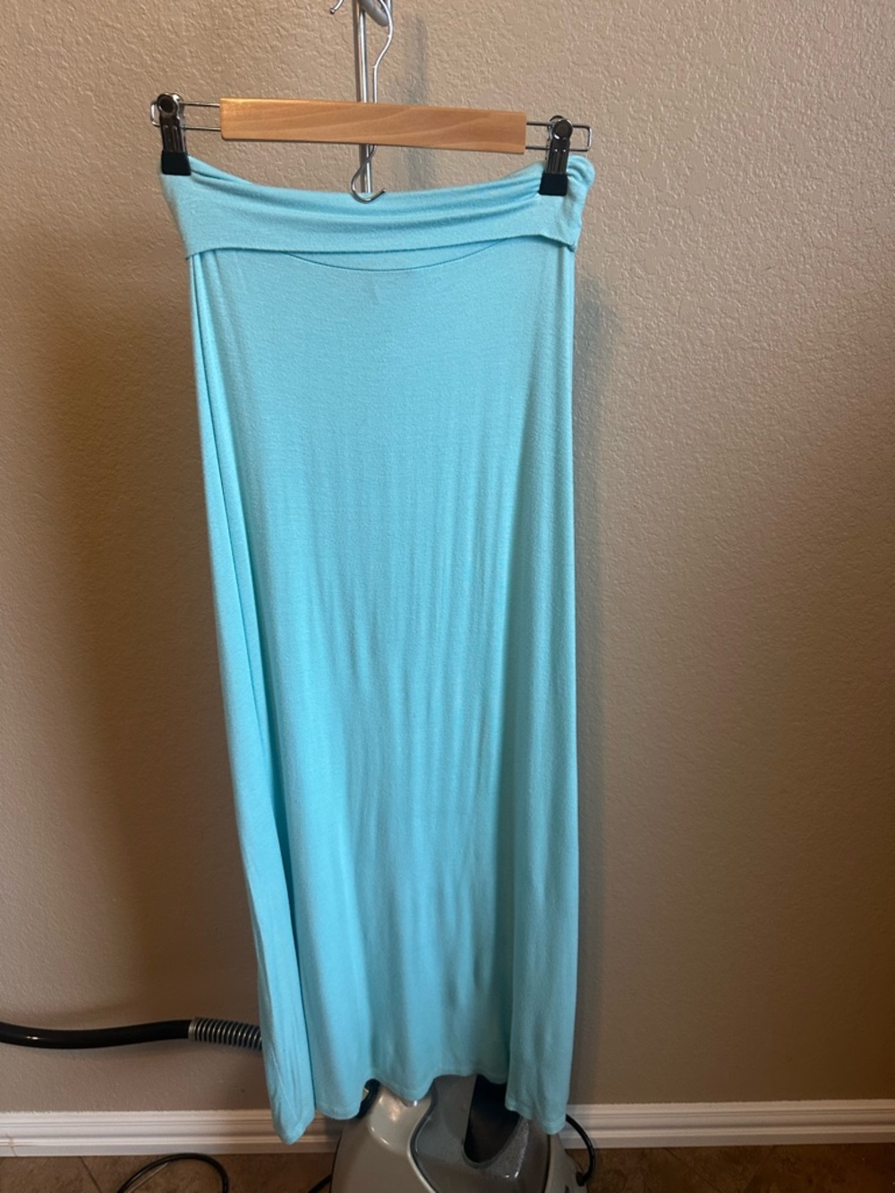 Charlotte Russe Light Blue Maxi Skirt with Fold-Over Waistband